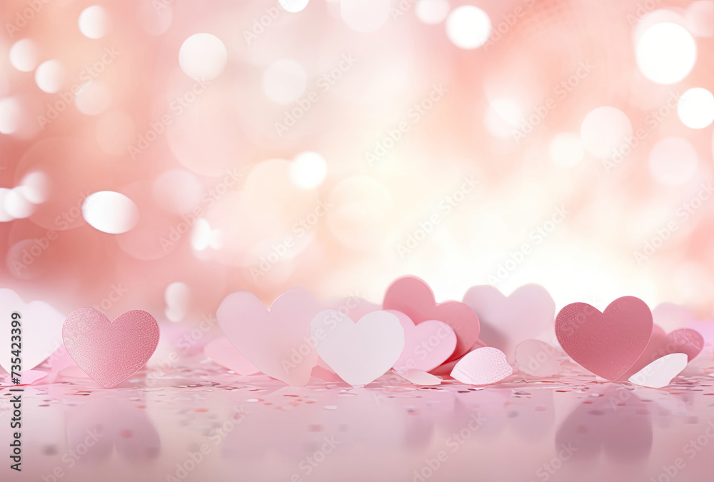Group of Hearts on Pink Background