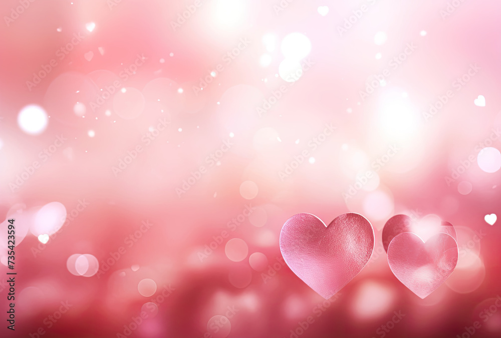 Two Hearts on Pink Background With Bokeh Two Hearts on Pink Background With Bokeh
