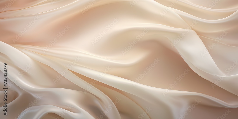 Obraz premium Light beige color silk satin texture surface decorative background. Romantic soft fashion template scene