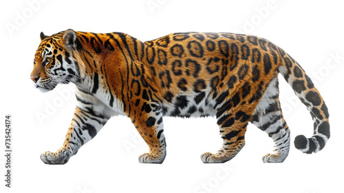 A majestic bengal tiger with striking black spots prowls through the wild  its fierce snout and delicate whiskers a symbol of the untamed beauty of terrestrial animals