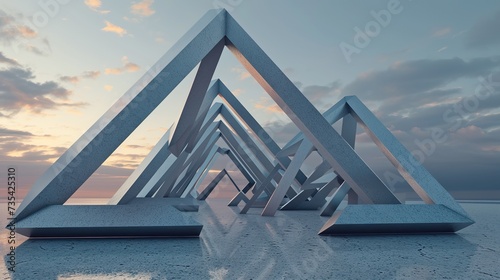 3D rendering abstract creative triangle polygon background