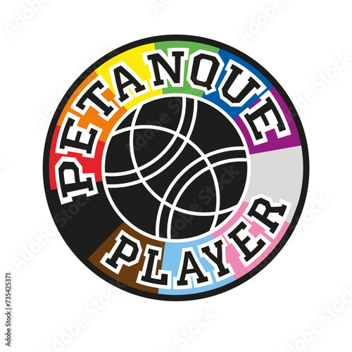 Petanque and boule logo icon pictogram with a boule ball for the lbtgq+ community 