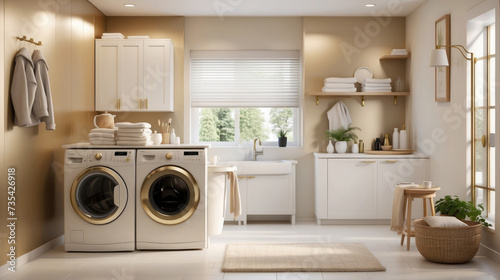 A beautiful laundry room design with a small space
