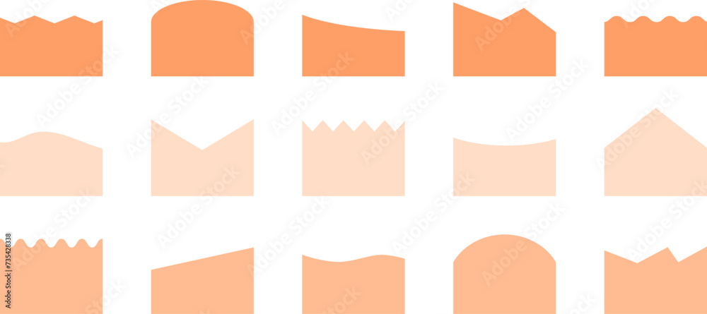 Separator header shape, template design top page website, divider header web banner, border curve, section peach frame isolated on white background. Modern vector illustration Separator header shape, template design top page website, divider header web banner, border curve, section peach frame isolated on white background. Modern vector illustration