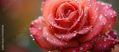 Vibrant red rose with delicate water droplets  a symbol of love and romance in nature