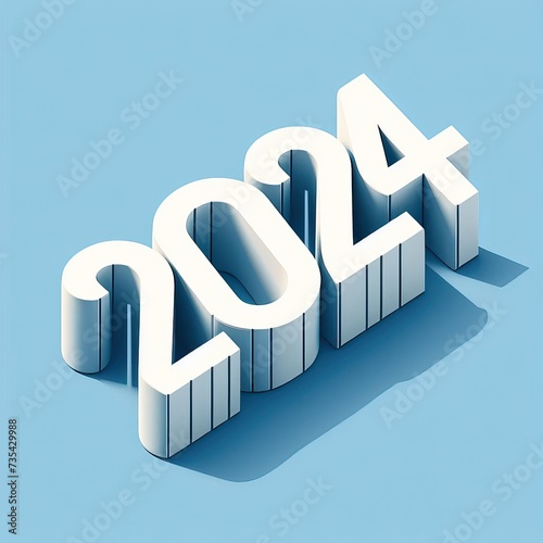 2024 year sign from white 3D numbers