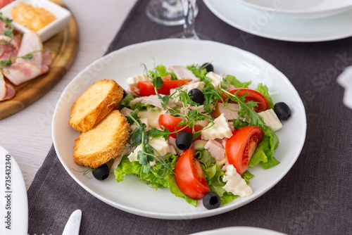 Traditional greek salad with fresh ingredients