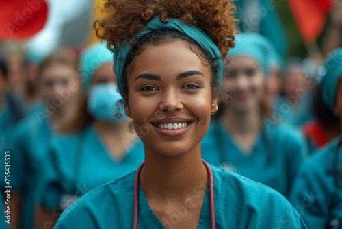 An emotional image of healthcare activists advocating for affordable and accessible healthcare, emphasizing the urgency of health equity. Concept of healthcare activism. Generative Ai.