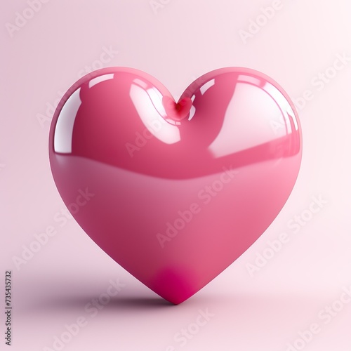 3D pink heart with reflection
