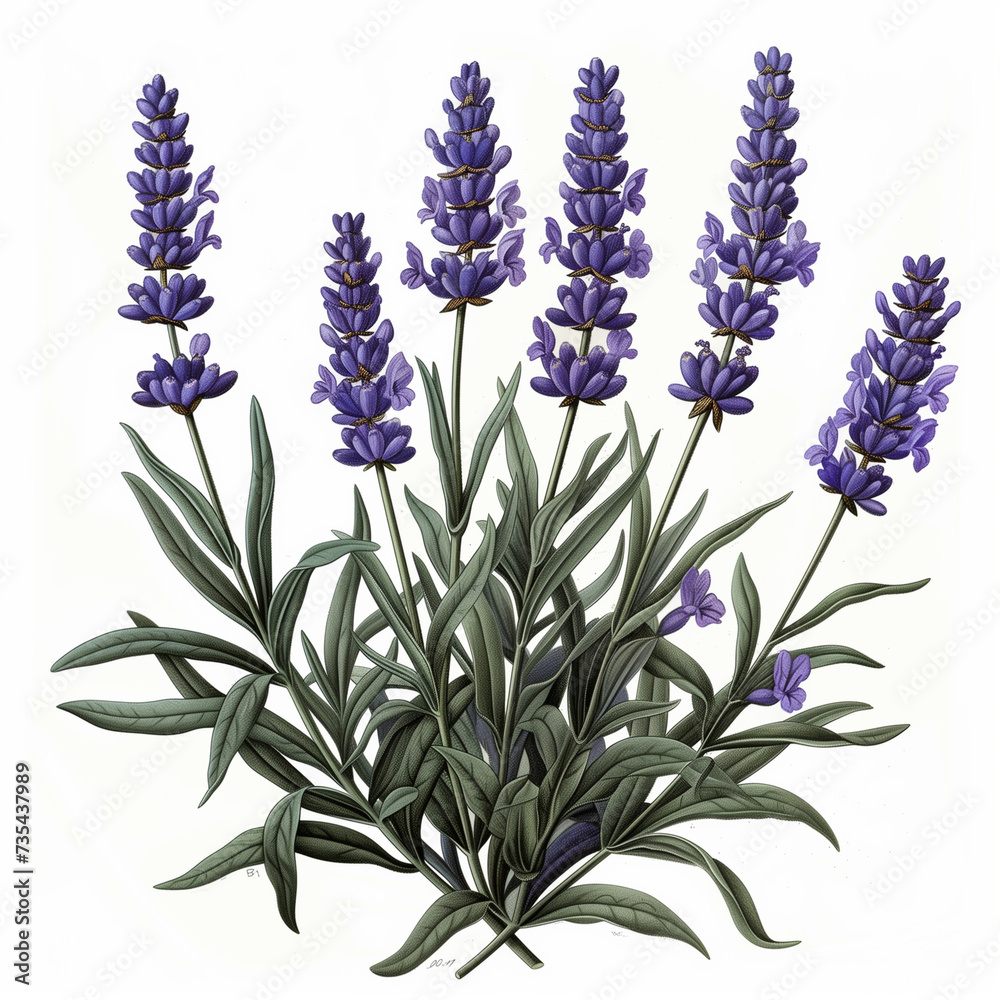 Fototapeta premium Lavender illustrations in an old botany book
