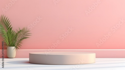 Background with empty podium mockup for product presentation in pastel colors