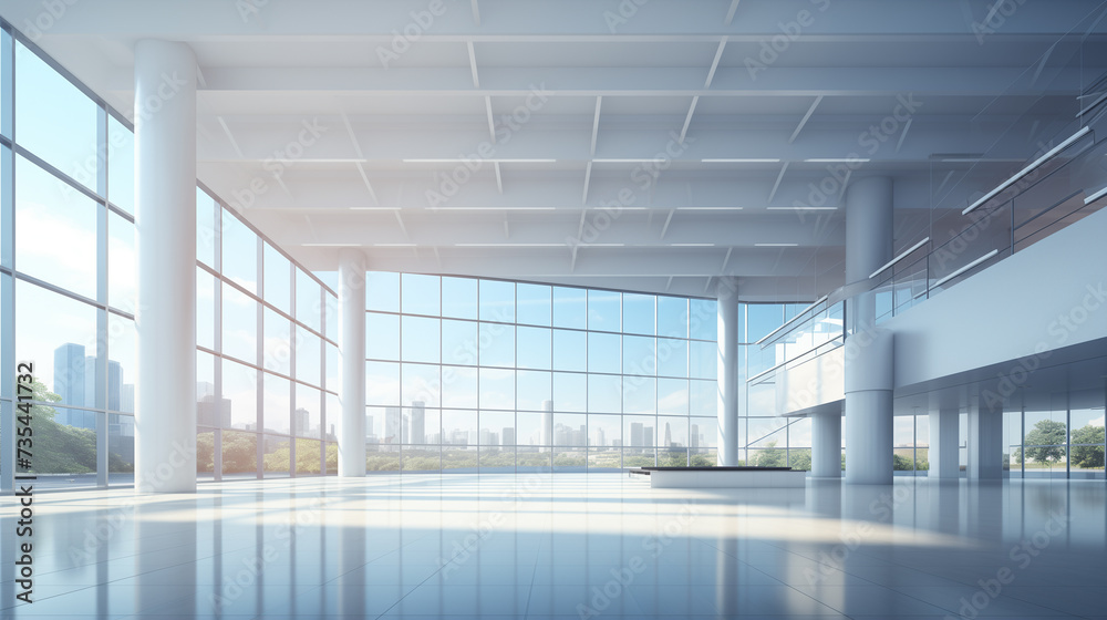 Empty office interior with panoramic windows. Empty office interior with panoramic windows.