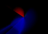 El lado oscuro femenino y masculino. La oscuridad del ser humano. Luz y oscuridad. Composición abstracta en rojo y azul sobre negro. 