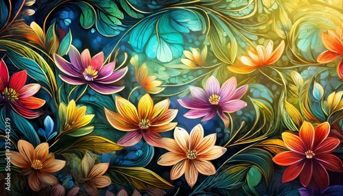 abstract colorful floral pattern background