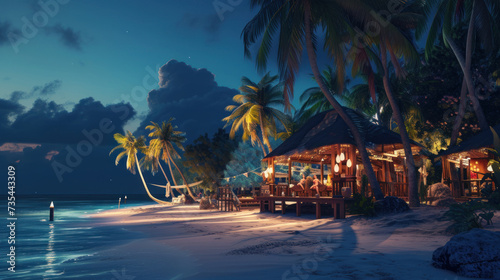 Commercial photography, located by the blue seaside, coconut trees © Serega