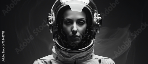 Stylish portrait of an astronaut in a suit in monochrome