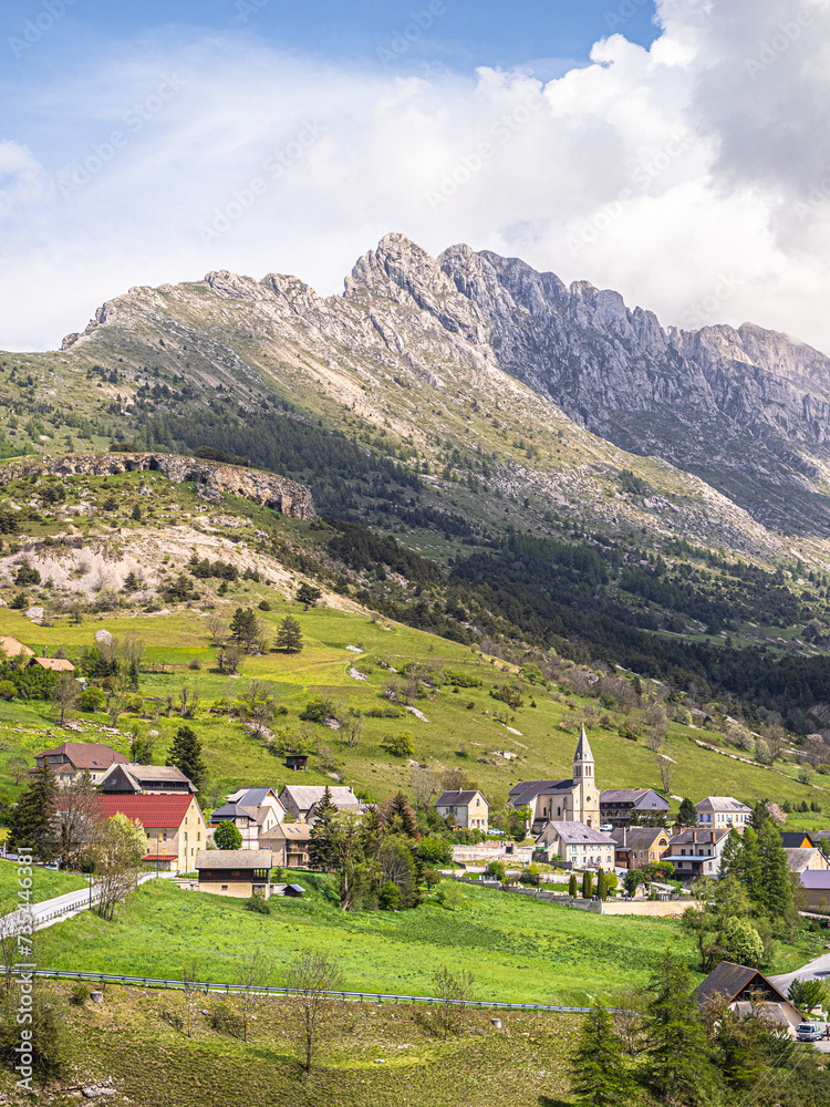 Alpine village in the valley