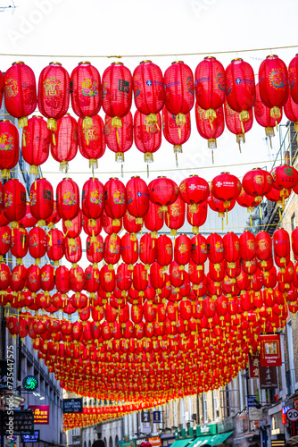 Obraz na płótnie Dragon dance during Chinese lunar year celebrations in London, England w salonie