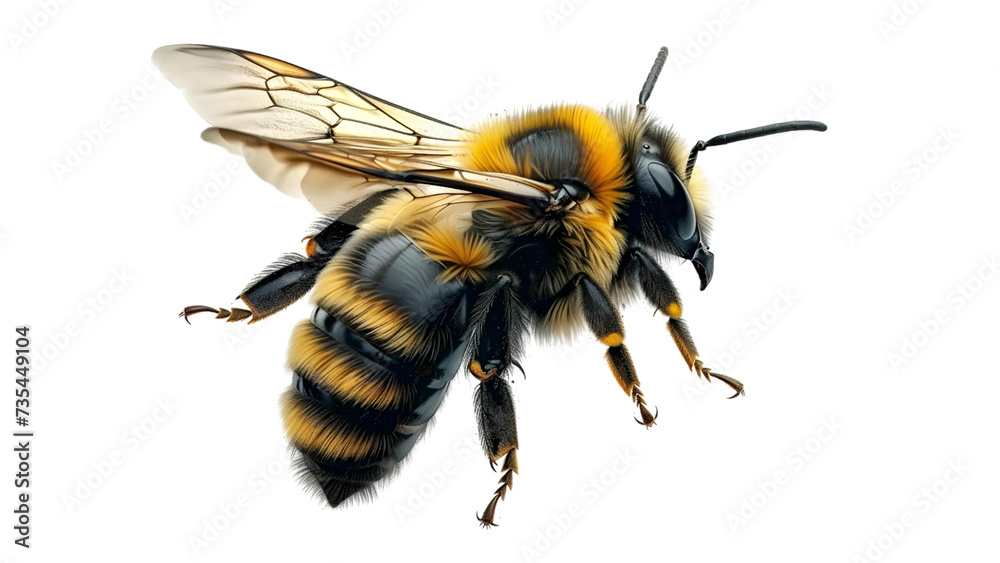 a stunning bee is flying, isolated on transparent background, macro, generative AI a stunning bee is flying, isolated on transparent background, macro, generative AI