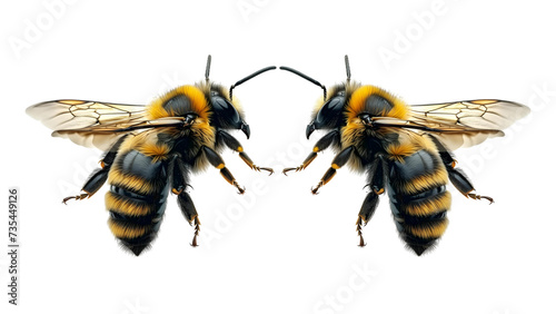 a stunning bee is flying, isolated on transparent background, macro, generative AI