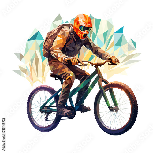 biker on bicycle wearing a helmet vector illustration isolated transparent background logo, cut out or cutout t-shirt print design