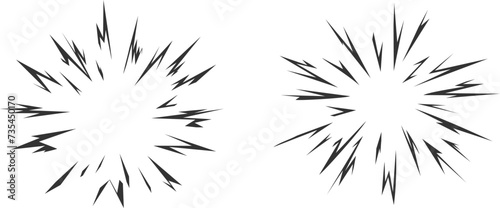 Starburst. Bomb blast. Big explosion. Abstract comic book explosion flash. Flash beam explosion flash glow. Anime. Vector illustration on transparent background