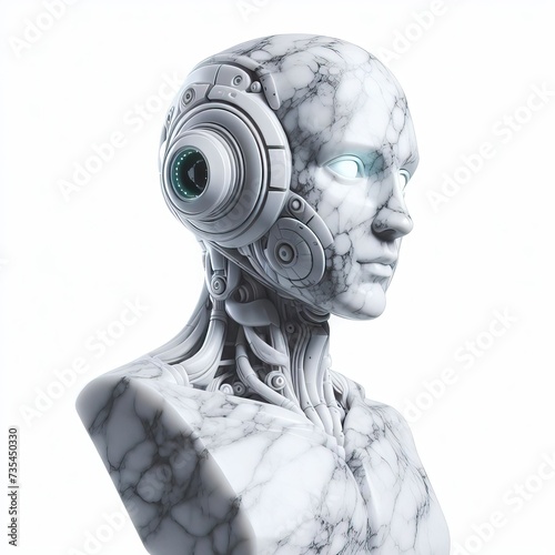 Android robot marble bust