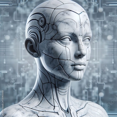 Android robot eoman marble statue 