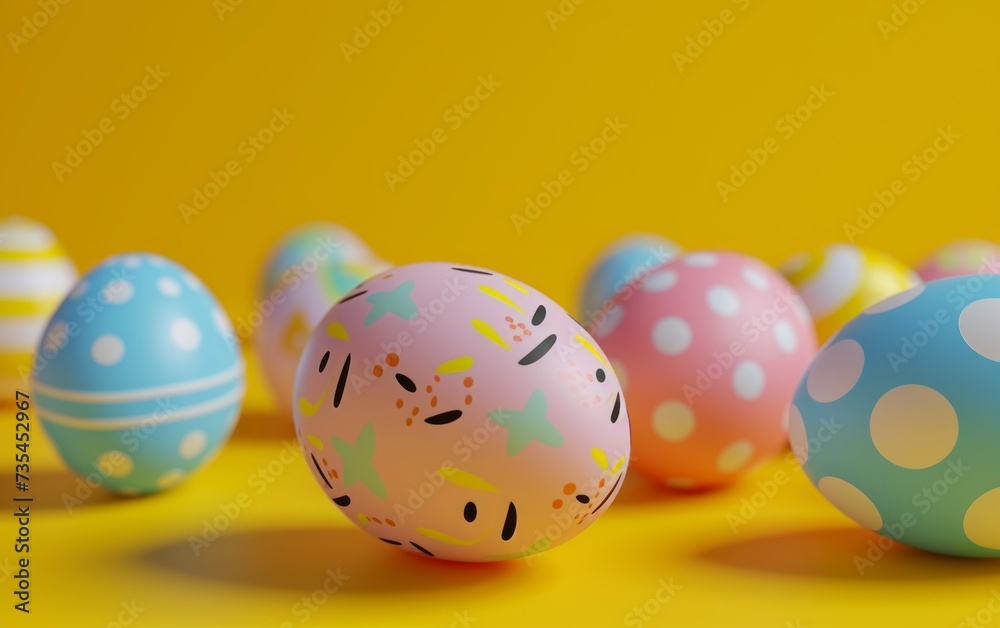 Vibrant Easter Eggs Adorned with Colorful Patterns Generative AI