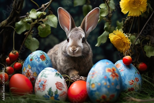 easter; rabbit; colored eggs; spring