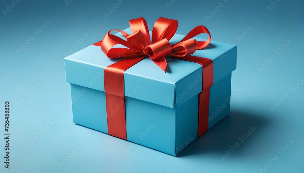 Fototapeta premium Blue gift boxes with horizontal orientation on blue dominated background ai-generated