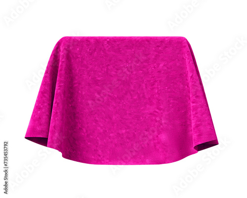 Box covered with velvet fabric. Png clipart isolated on transparent background