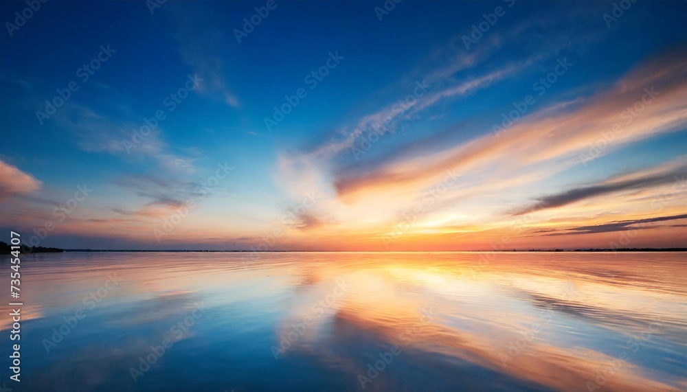 sky background and water reflection on sunset