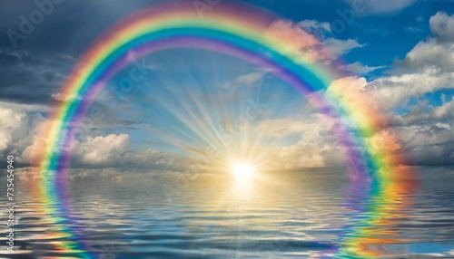 rainbow on water with ripples