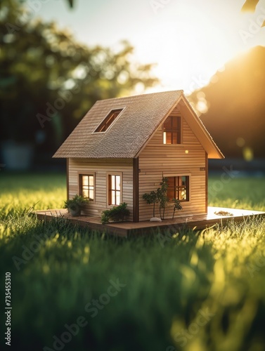 Small wooden house on a grassy field.
