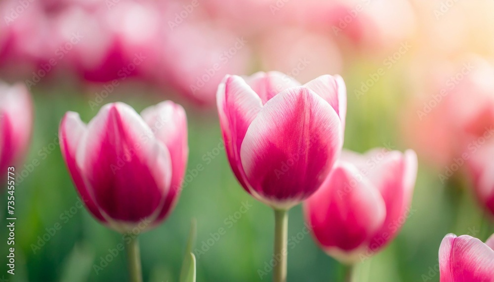 nature of pink flower tulip using as cover page background natural flora wallpaper or template brochure landing page design