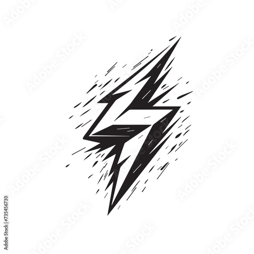 Lightning in cartoon, doodle style . Image for t-shirt, web, mobile apps and ui. Isolated 2d vector illustration in logo, icon, sketch style, Eps 10, black and white. AI Generative