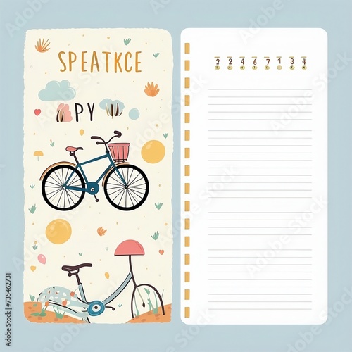 Note Book with bicycle and flowers