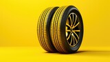 Lemon Yellow background with car tires.