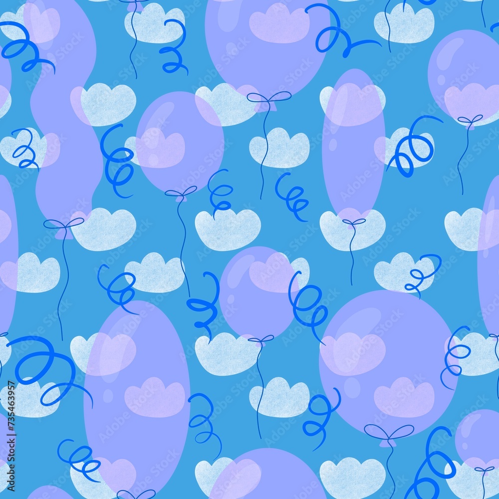 Birthday seamless balloons and clothes pattern for wrapping paper and fabrics and linens and kids clothes print Birthday seamless balloons and clothes pattern for wrapping paper and fabrics and linens and kids clothes print