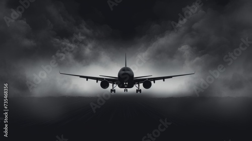 The foggy background of the airplane is black