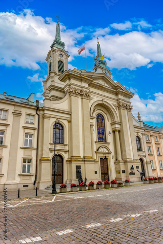 Garrison Church located in Warsaw historic center of Poland's capital as in October 2023. © Mehdi