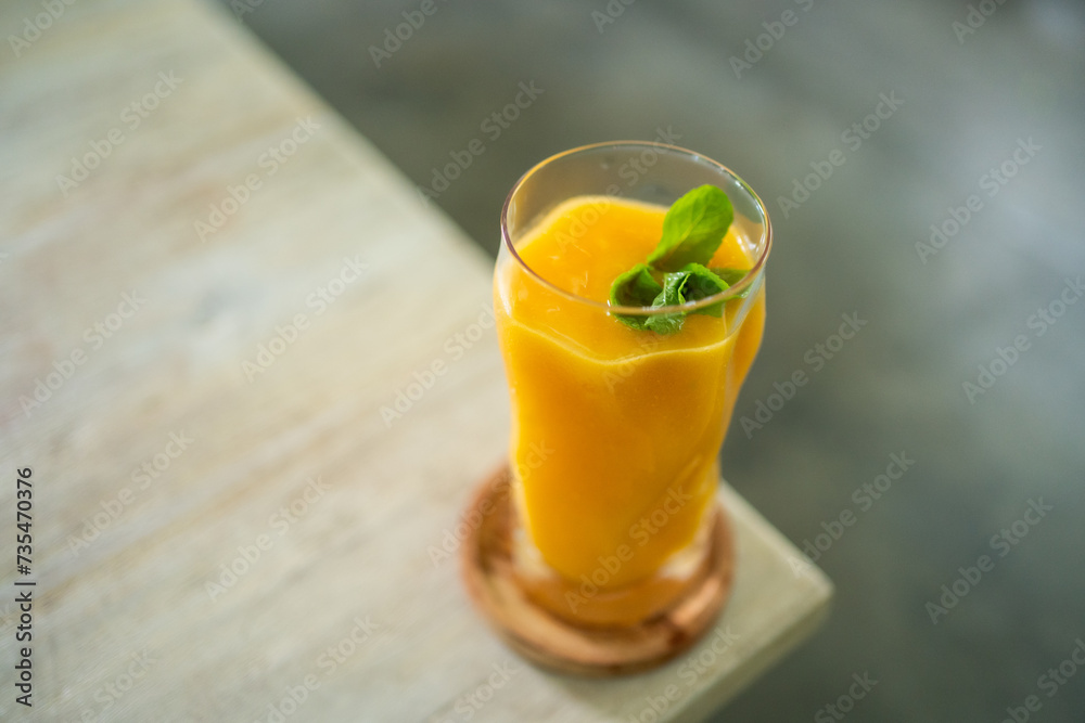 fresh mango juice on the table fresh mango juice on the table