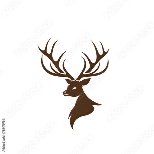A logo illustration of a majestic deer on a white background. Created with generative AI.