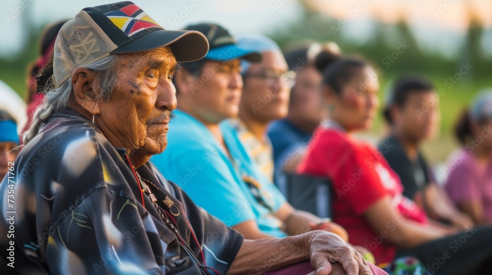 A row of diverse individuals donning stylish hats and warm smiles, creating a charming outdoor scene of humanity and fashion A row of diverse individuals donning stylish hats and warm smiles, creating a charming outdoor scene of humanity and fashion
