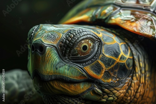 turtle portrait on black background, highly detailed - generative ai © Nia™