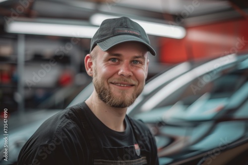 European Car Detailing Expert: Professional Service Man with a Friendly Smile
