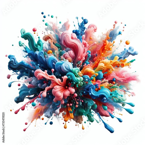 Colorful paint splash isolated on white background