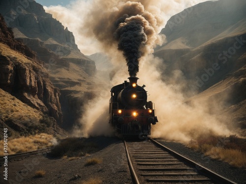 steam train in the mountains