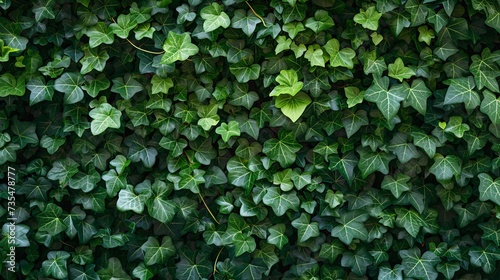 a close up of a wall of green leaves